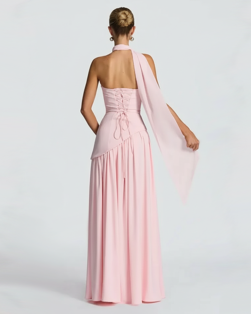 Elegant Strapless Lace-up Maxi Dress Party Gown
