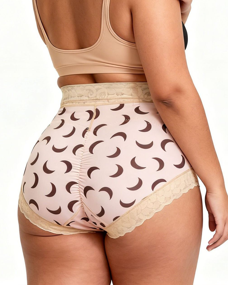 Moon Print Triangle Shaped Underwear For Lifting Slimming And Shaping The Waist