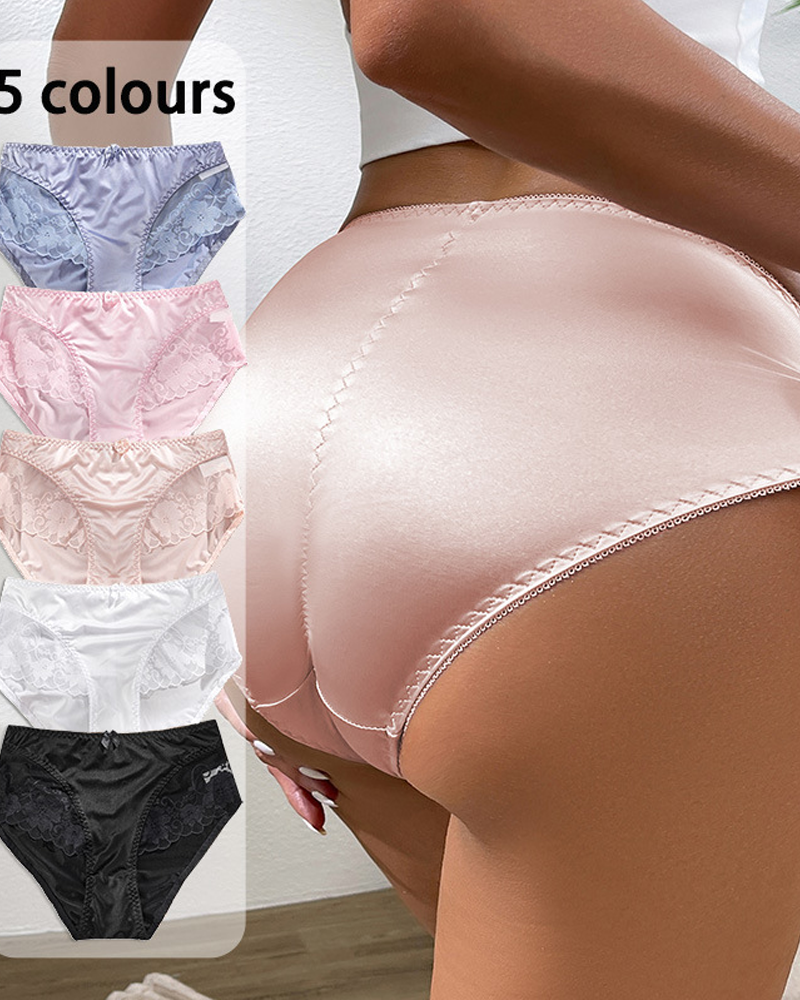 Elegant Satin Peach-Shaped Lace Bow Thong
