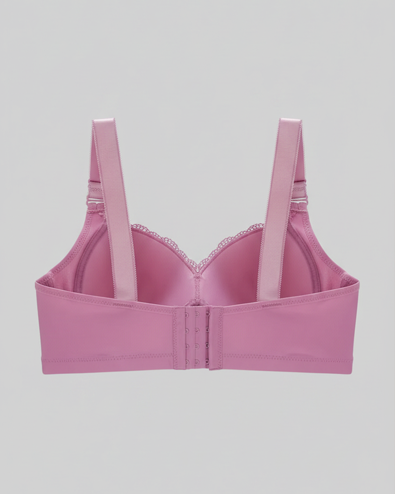 Women Lace Trim Wireless Bra Side Support Underarm Fat Control & Push Up