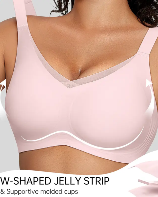 Wire-Free Jelly V-Neck Cross Mesh Bra For Valentine's Day
