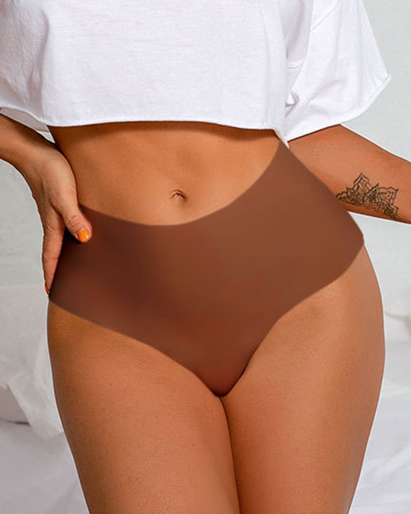 Mid-Waist Seamless Non-Pinch Ice Silk Breathable Thong Underwear-Curvy-Faja