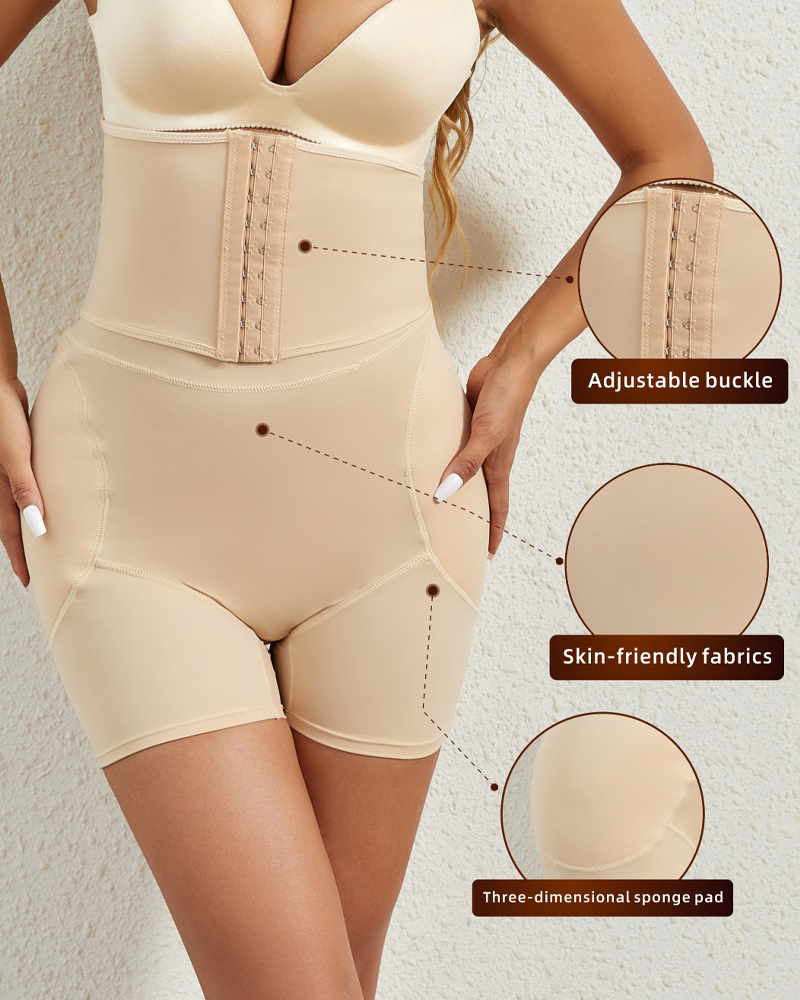 High-Waisted Waist-Cinching Tummy-Controlling Padded Hip-Enhancing Shorts