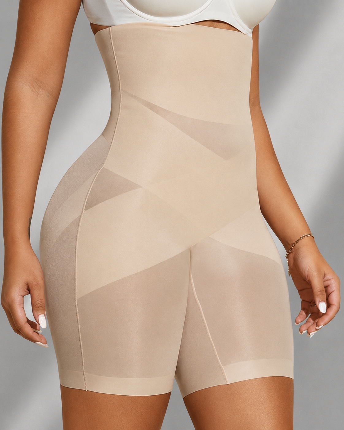 High-Waisted Cross-Sculpting Seamless Shapewear Shorts