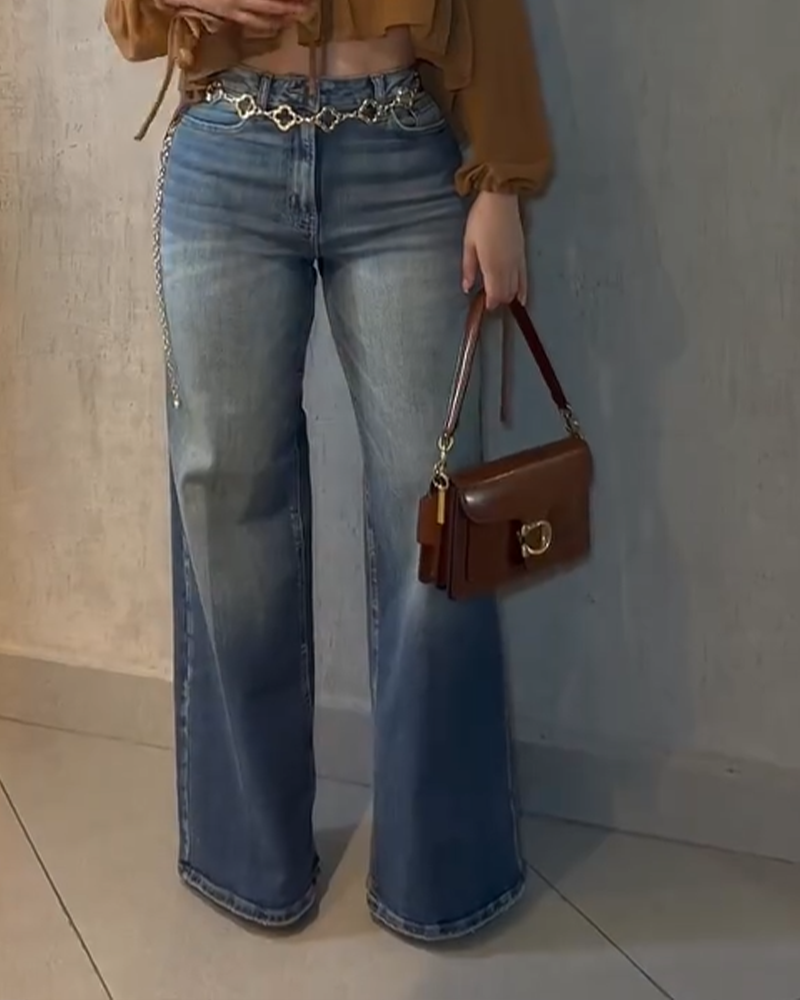 High-Waisted Straight-Leg Jeans-Curvy-Faja