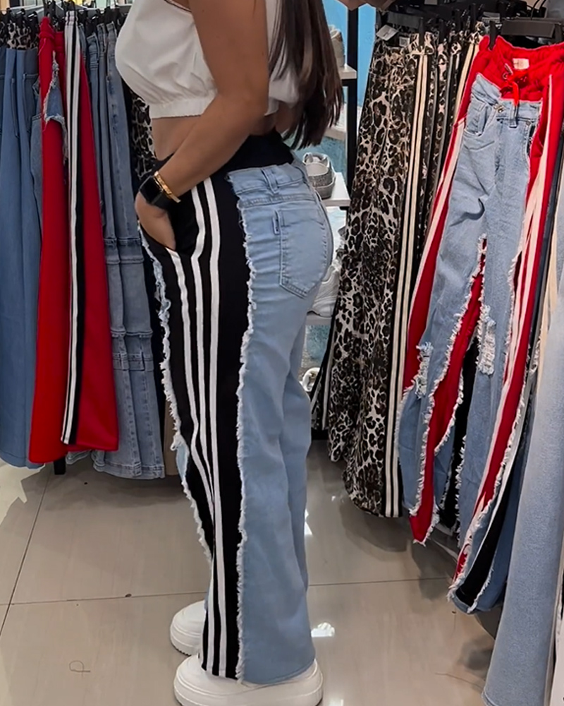 Distressed Patchwork Jeans