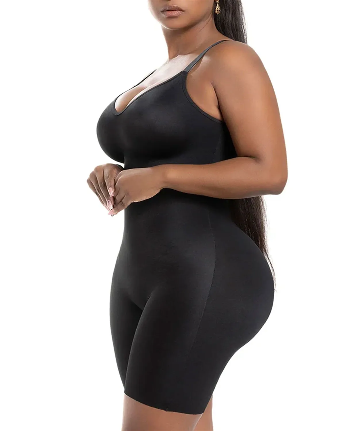 Daily Use Comfy Tummy Control Shapewear Bodysuit Mid Thigh With Built-In Bra