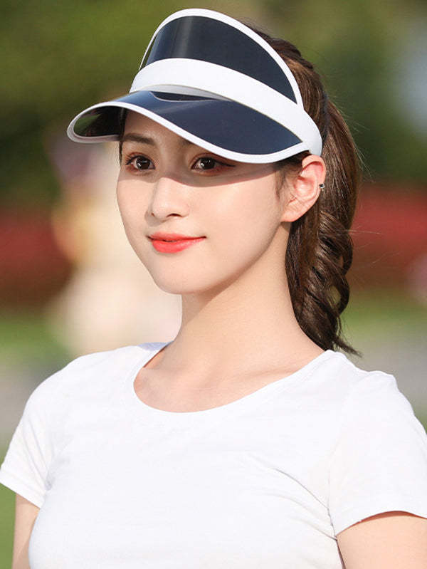 Solid Color Transparent PVC Sunscreen Beach Cap-Curvy-Faja