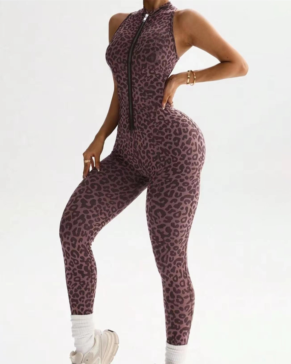 Sexy Leopard Print Yoga Jumpsuit
