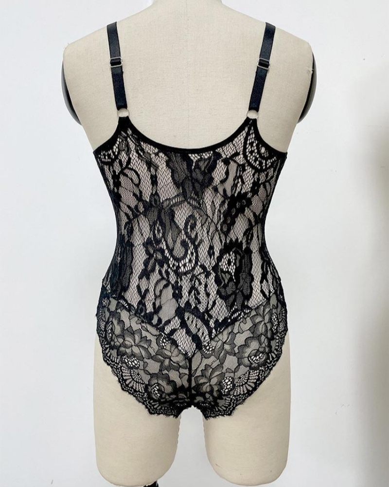 Lace Smooth Firm Control Thong Bodysuit