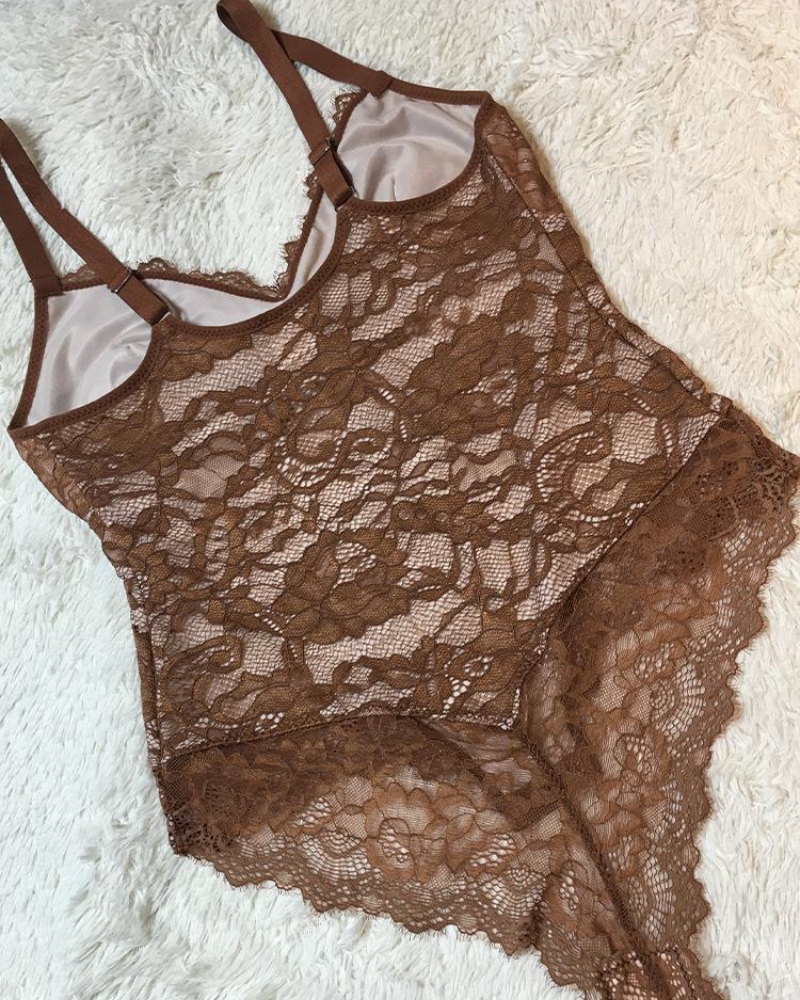 Lace Smooth Firm Control Thong Bodysuit