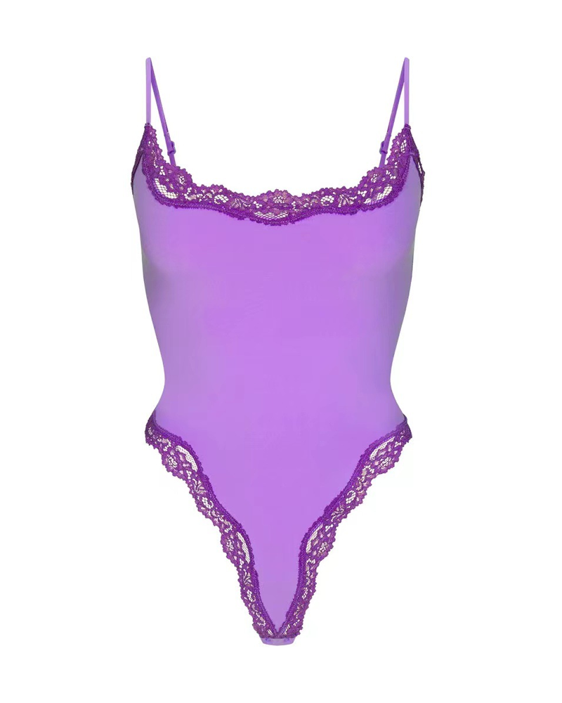 Sexy Halter-Neck Lace Bodysuit-Curvy-Faja