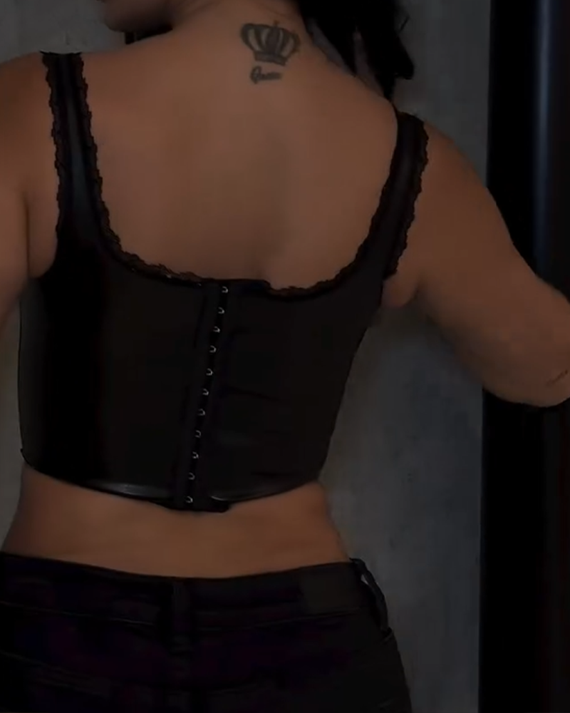 Leather Lace Camisole Corset-Curvy-Faja