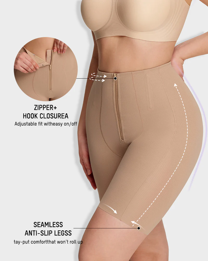 High Waist Zipper Butt Lifting Shaping Shorts（Pre-Sale）