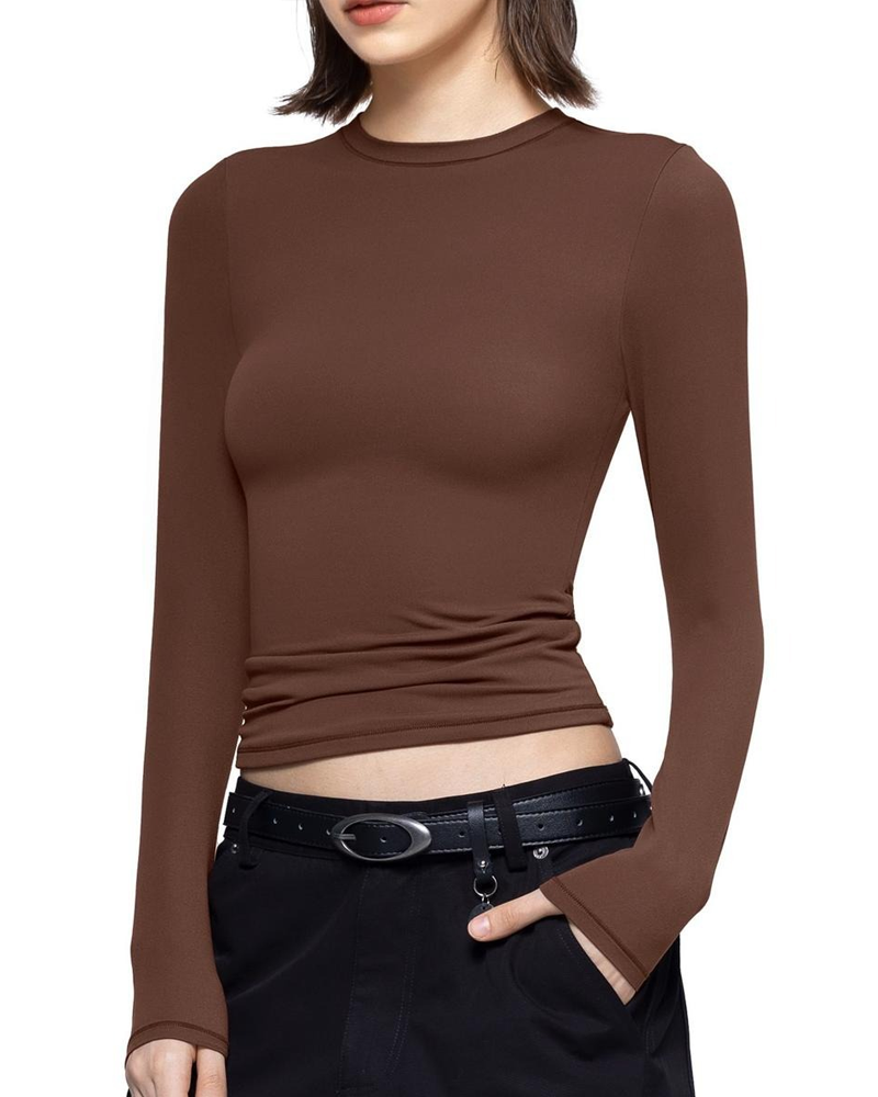 Basic Soft Comfort Crew Neck Slim Fit Long Sleeve Top