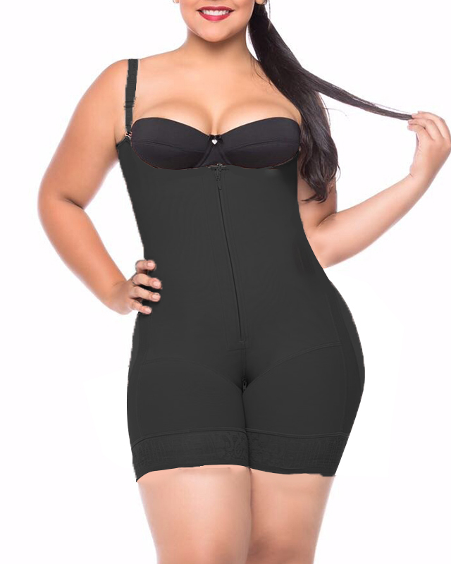 Women's Butt Lifting Open Bust Bodysuit Body Shaper With Zipper Shapewear Slimming Compression Faja With Straps Ref2132-Curvy-Faja