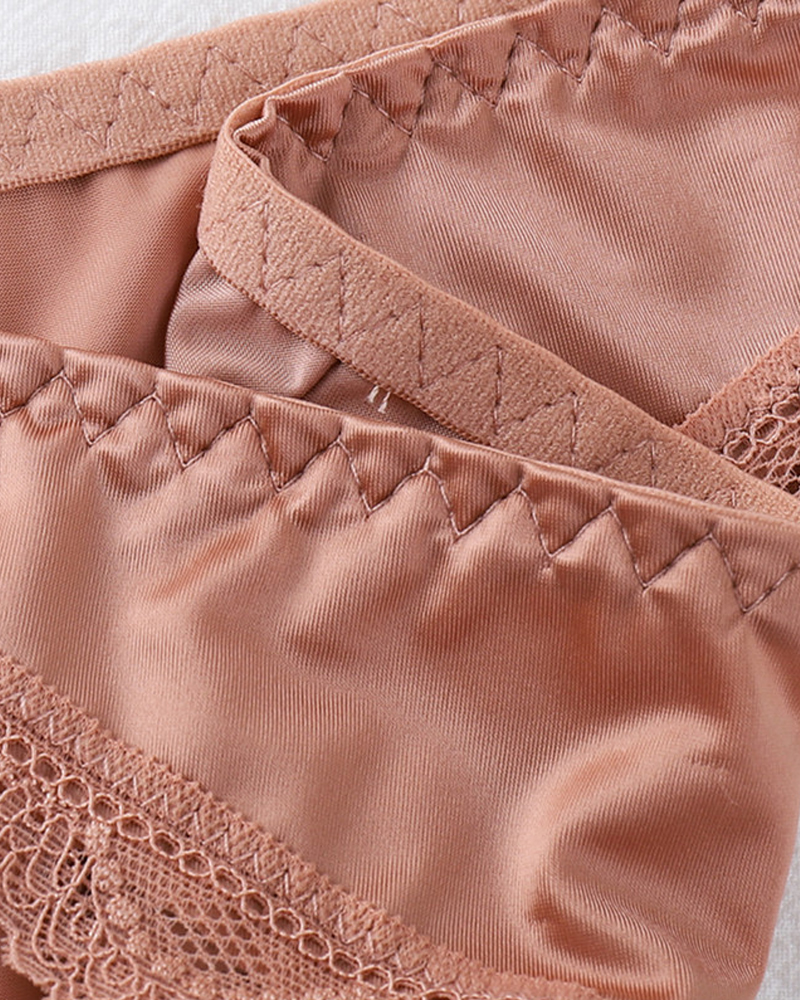 One-Piece Satin Seamless Cotton Crotch Briefs-Curvy-Faja