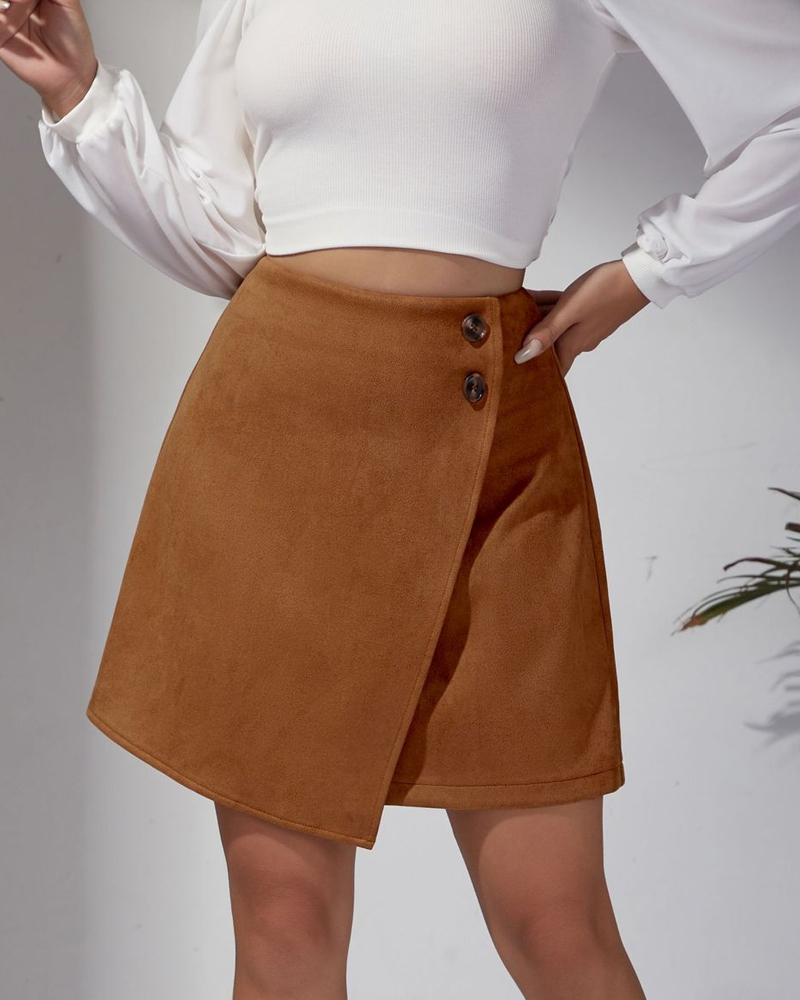 Autumn And Winter Suede Irregular Skirt