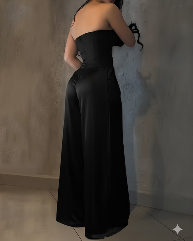 Bandeau Slimming Fit Casual Wide-Leg Jumpsuit