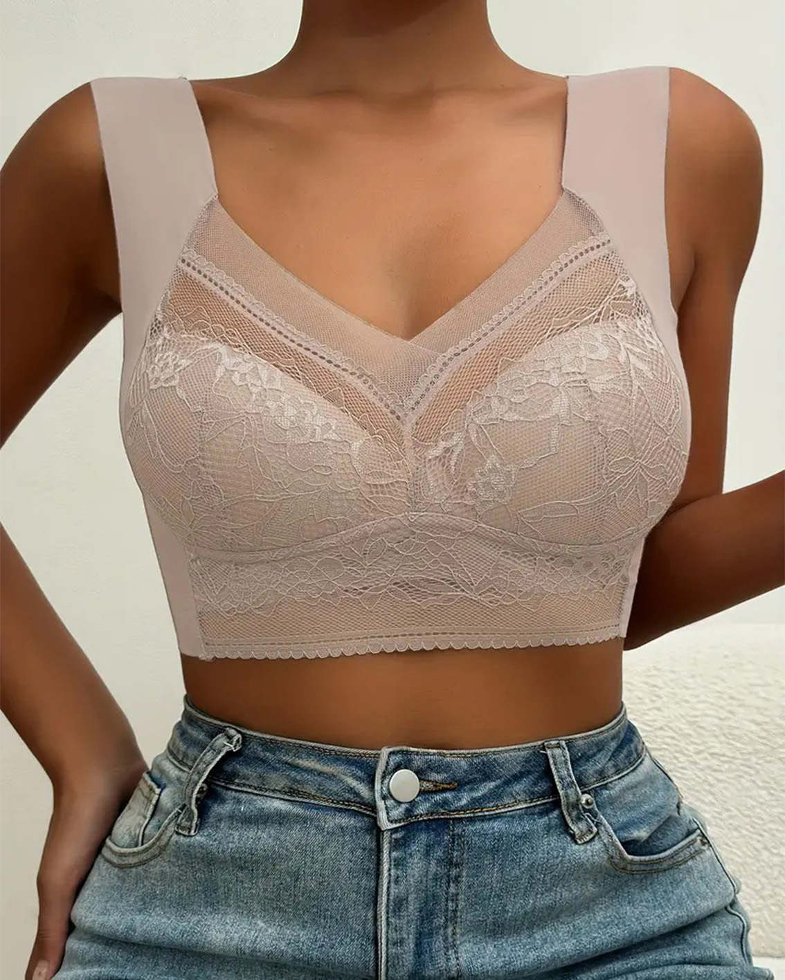 Lace Beautiful Back Bra Vest Style Push Up Underwear