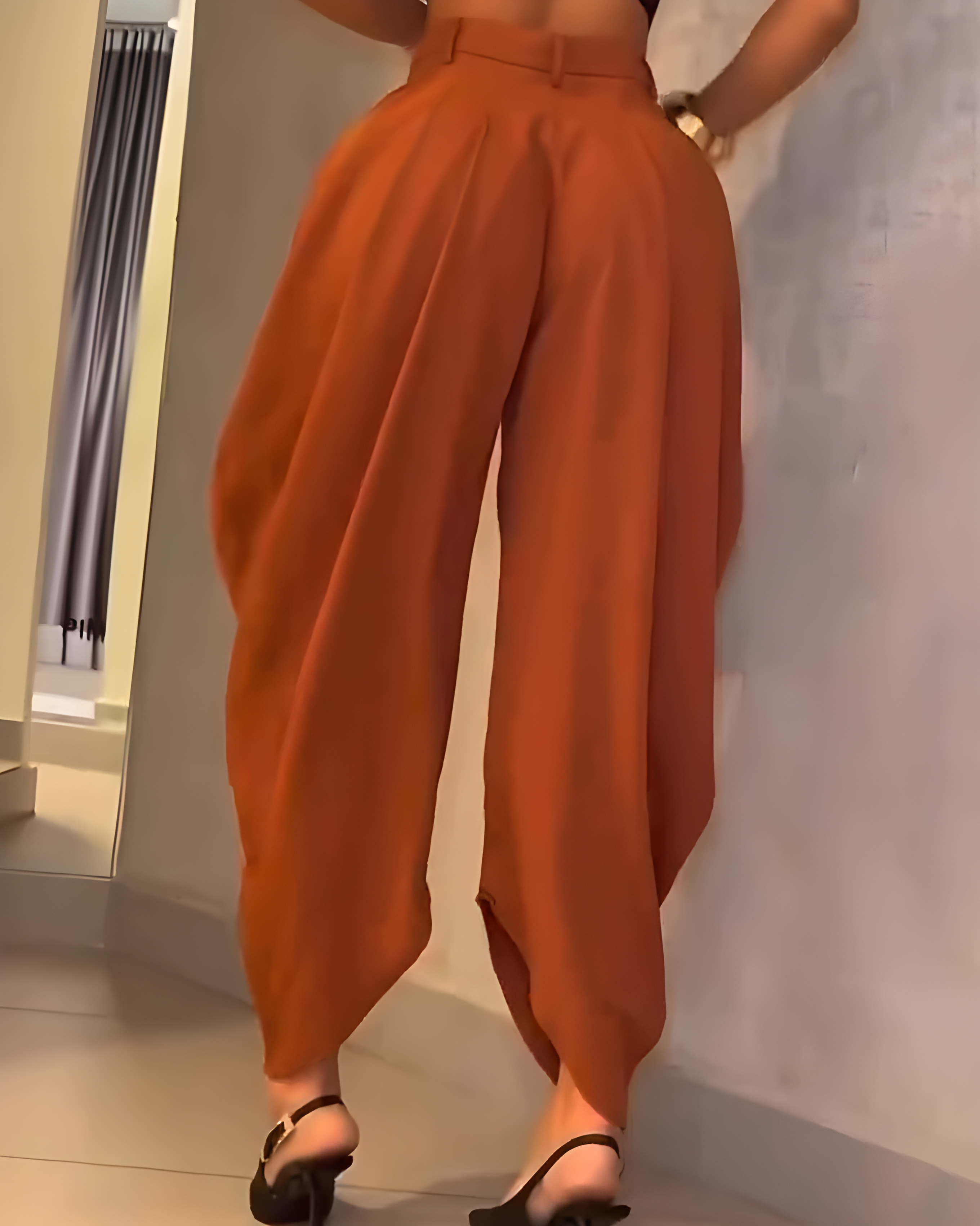 High Waist Loose Ruched Irregular Casual Pants