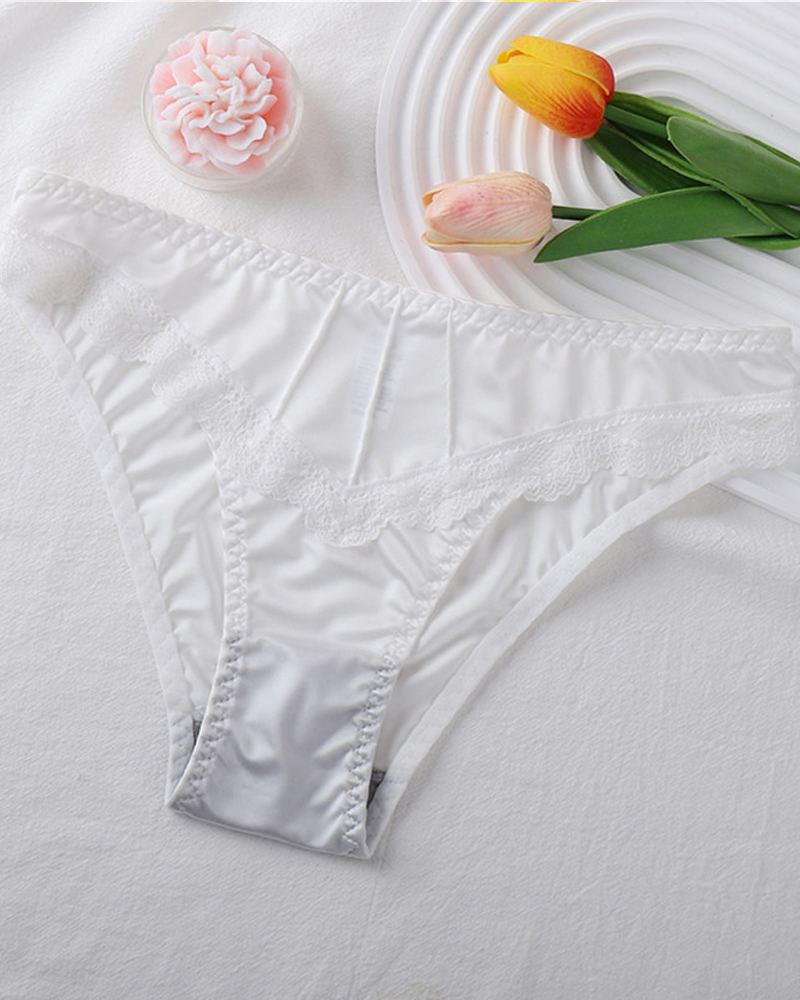 One-Piece Satin Seamless Cotton Crotch Briefs-Curvy-Faja