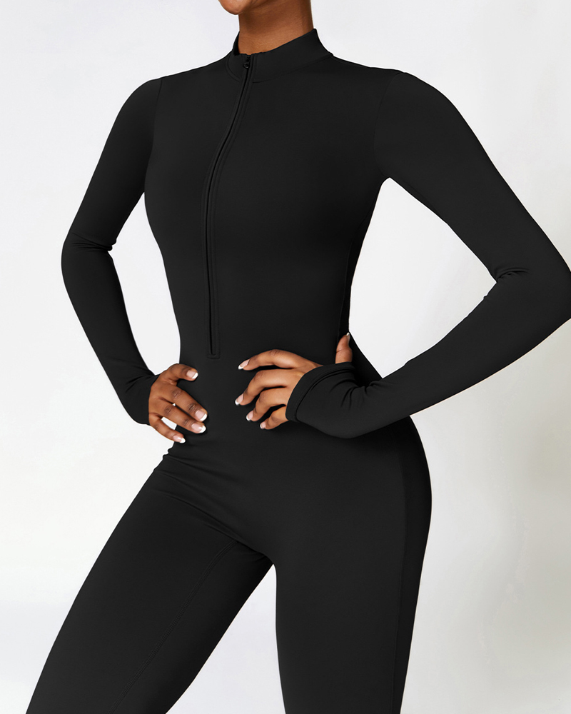Tight Fleece Yoga Jumpsuit-Curvy-Faja