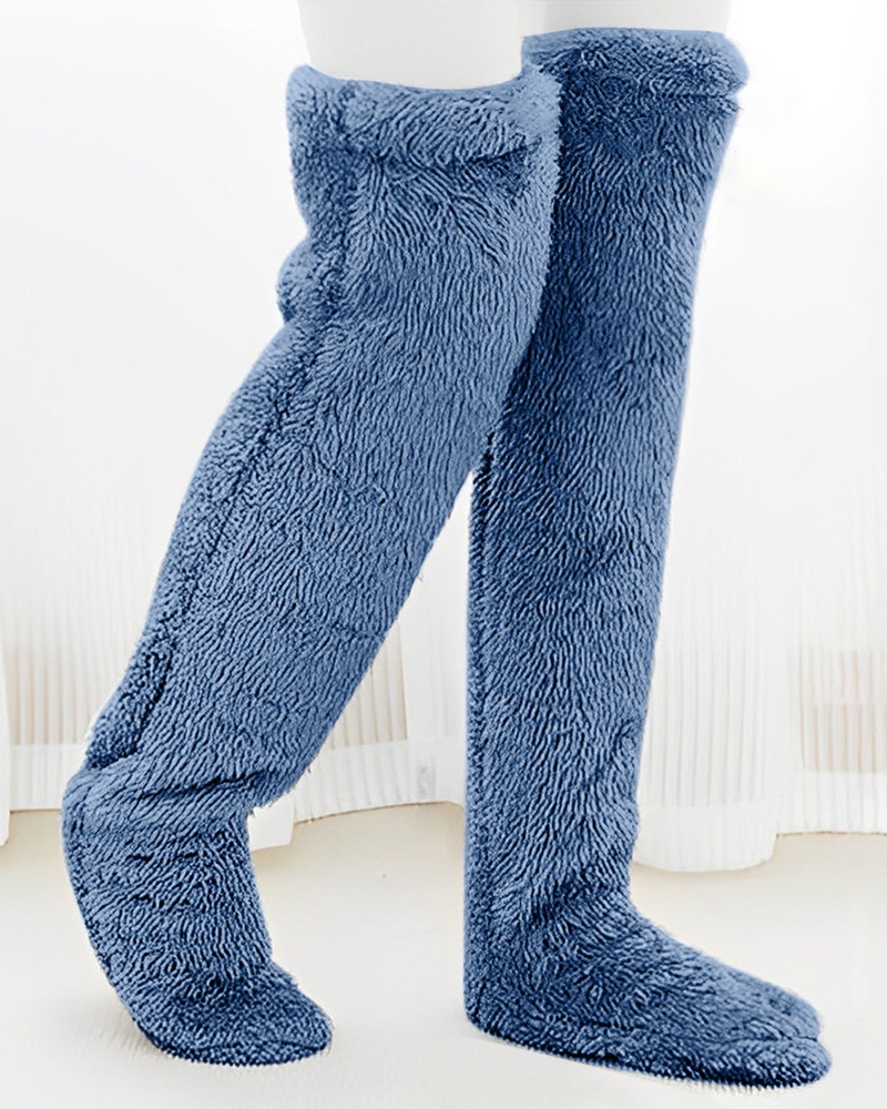 Fuzzy Legs Sock Slippers-Curvy-Faja