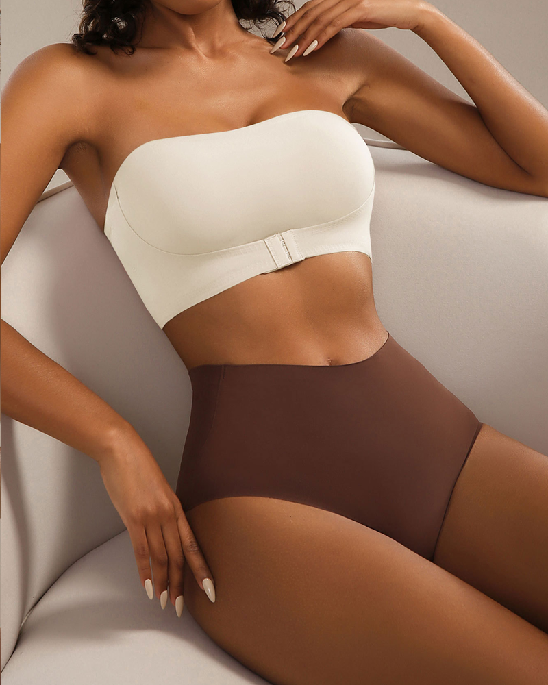 Strapless Front-Fastening Push-Up Wire-Free Bra