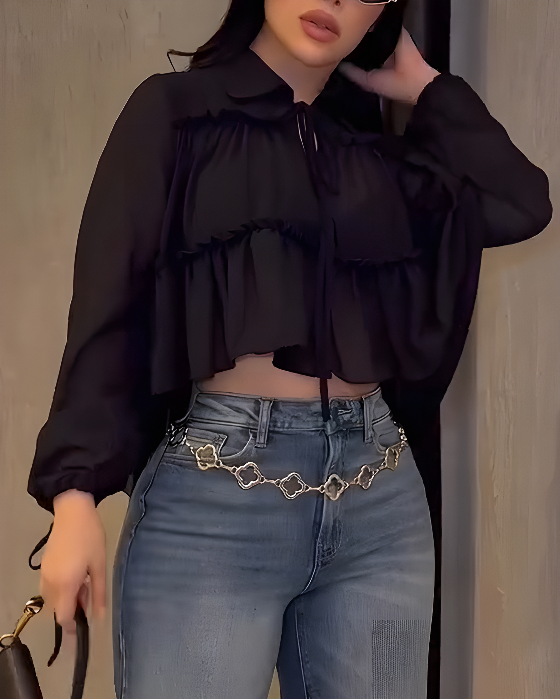 Women's Chiffon Ruffle Long Sleeve Shirt（Pre-Sale）