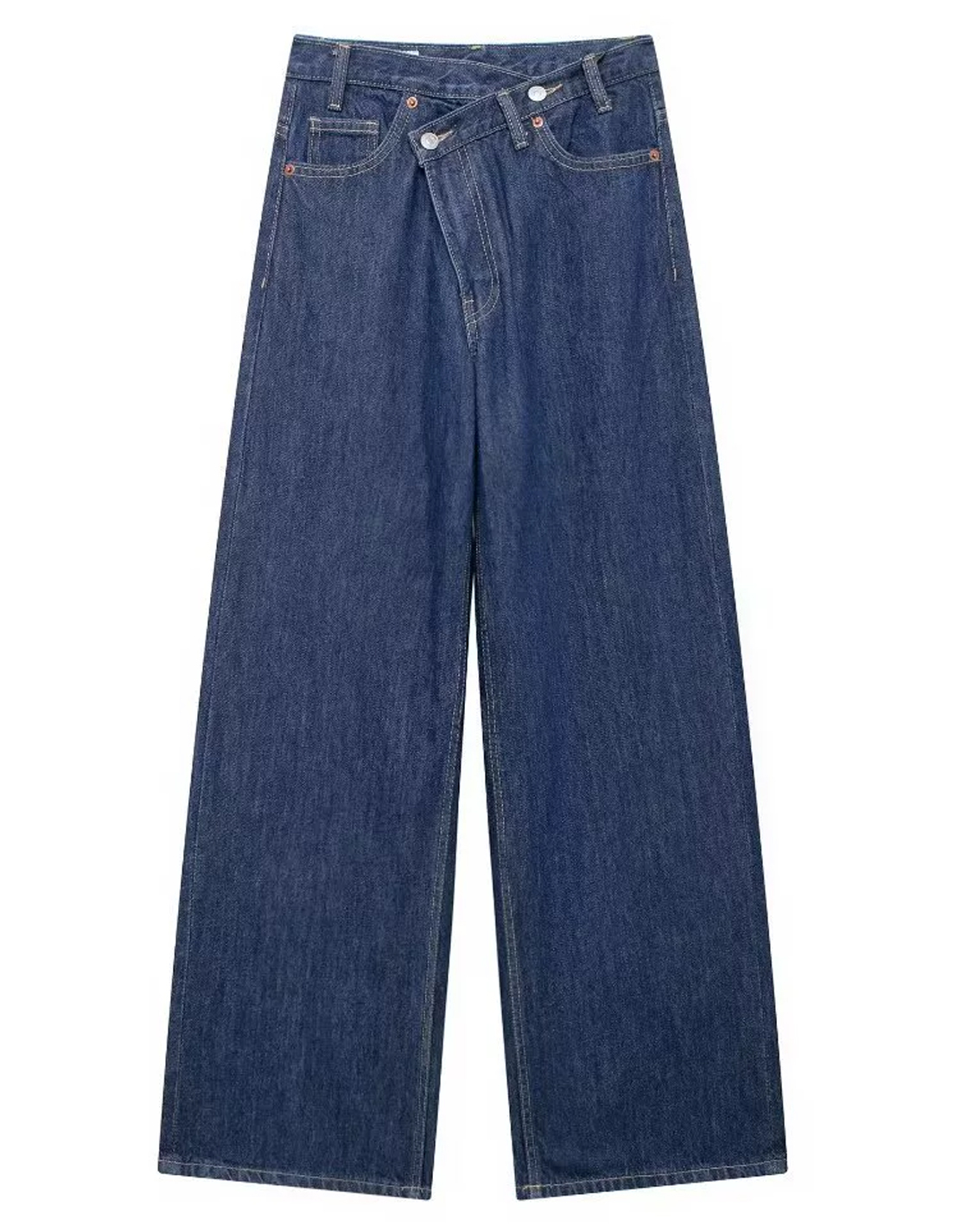 Double-Breasted High-Rise Wide-Leg Jeans-Curvy-Faja