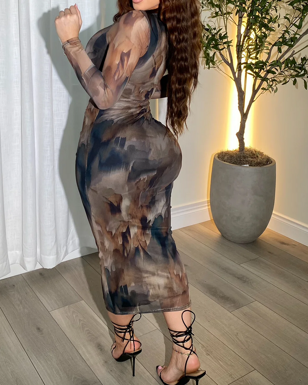 Elegant Long Sleeved Mesh Dress（Pre-Sale）