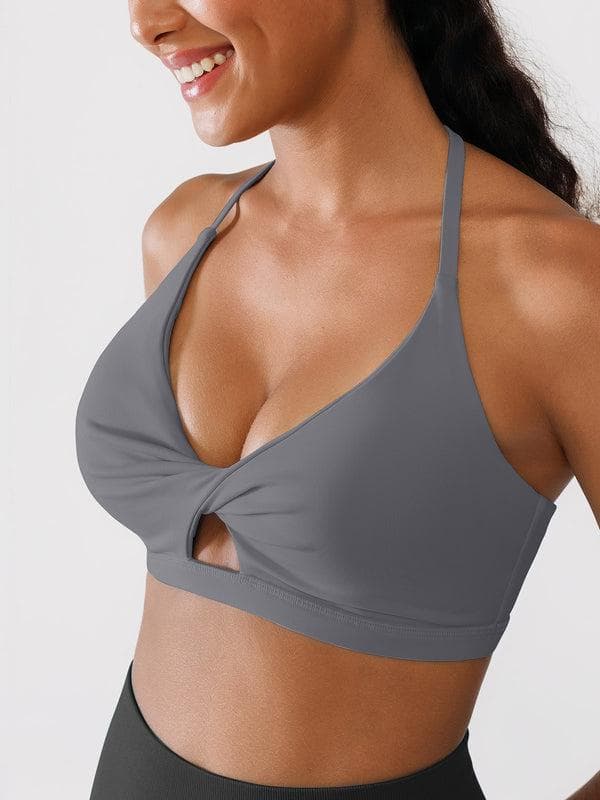 Popilush&reg; Brxl Twist Front Low Impact Halter Sports Bra