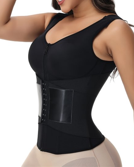 Zipper + Button Double Pressure Women's Waist Trainer-Curvy-Faja