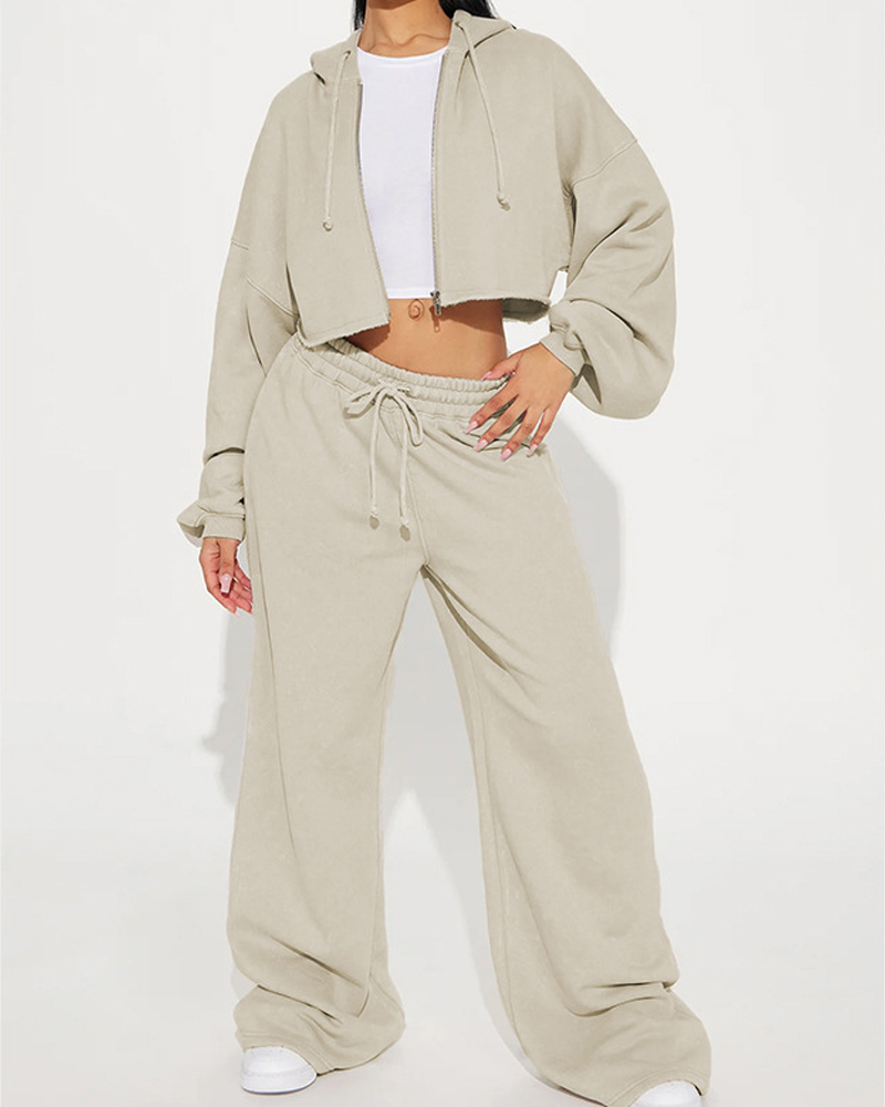 Fleece Fashion Long-Sleeved Sports Casual Sweatshirt Set