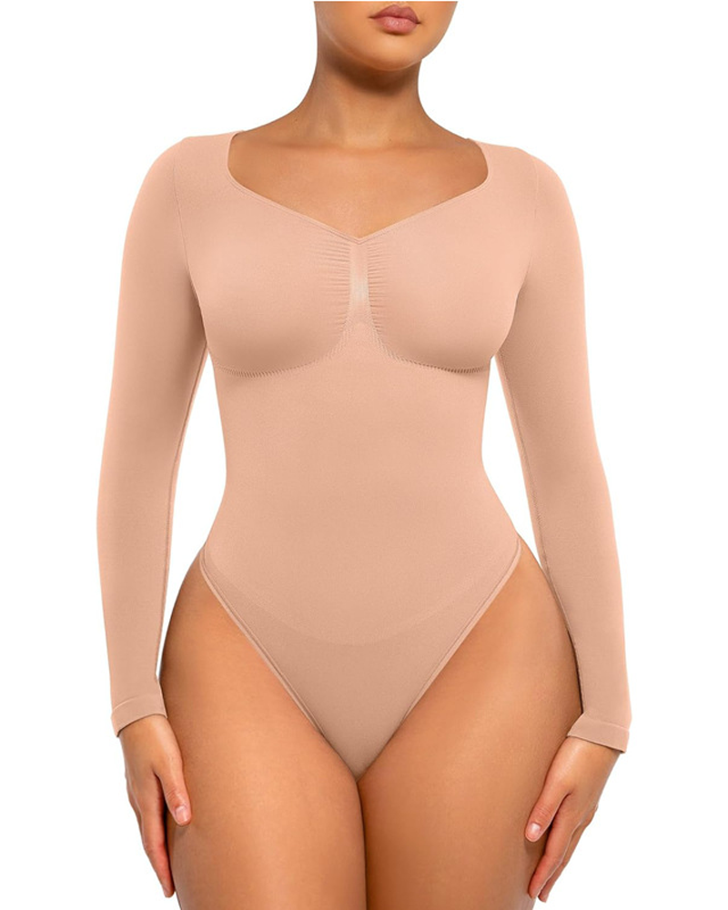 Long Sleeved Hip Lifting Seamless Body Shaping Bodysuit