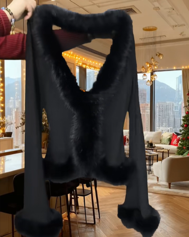 Mesh Sheer Collar Long Sleeved Cropped Cardigan Top