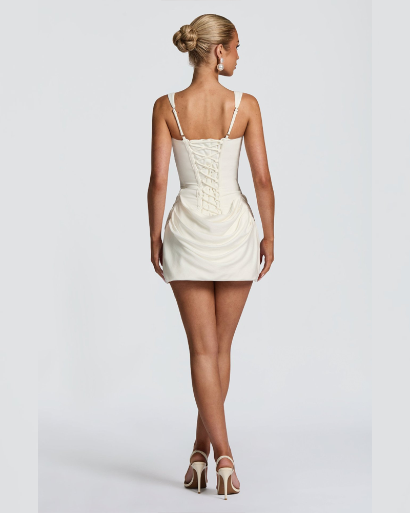 Pleated Fishbone Tie-Waist Bodycon Sundress