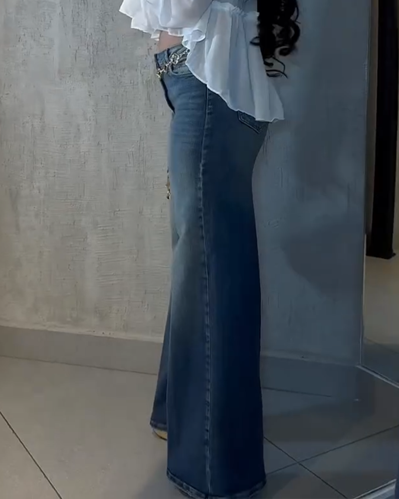 High-Waisted Straight-Leg Jeans-Curvy-Faja