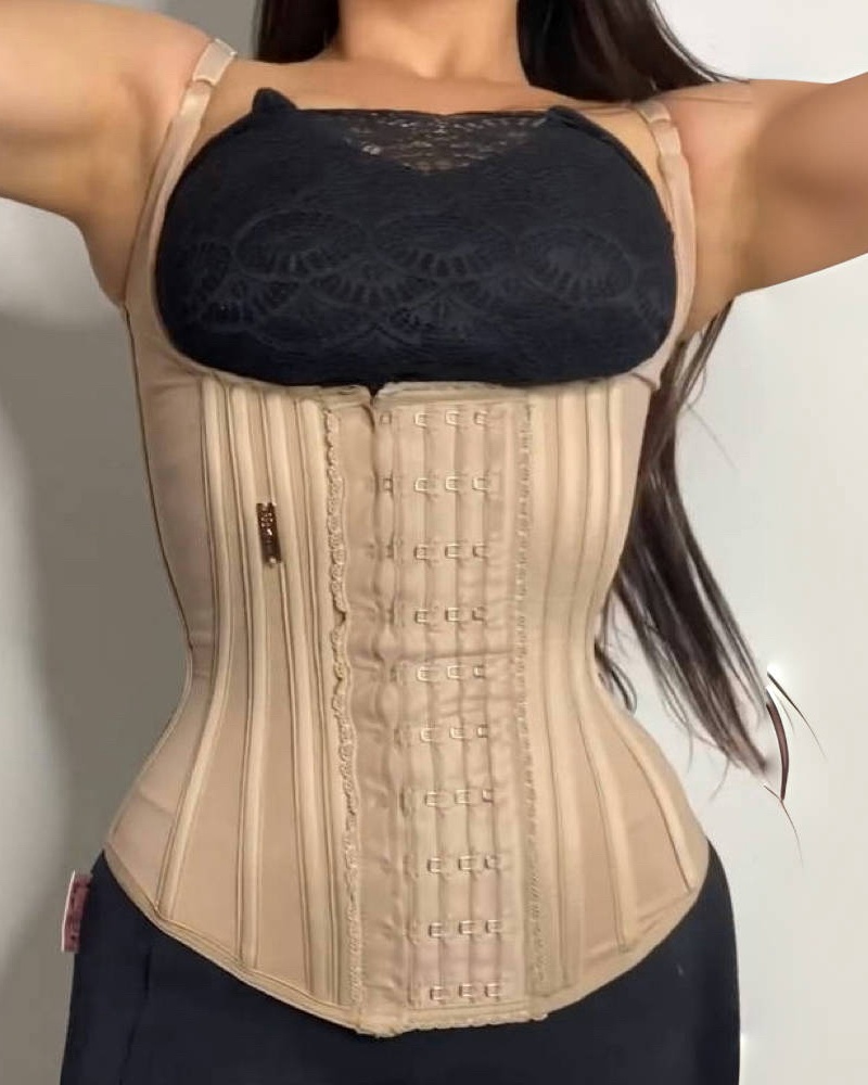 Girdle Open Chest Corset Tummy Control Waist Trainer with Lace Trim