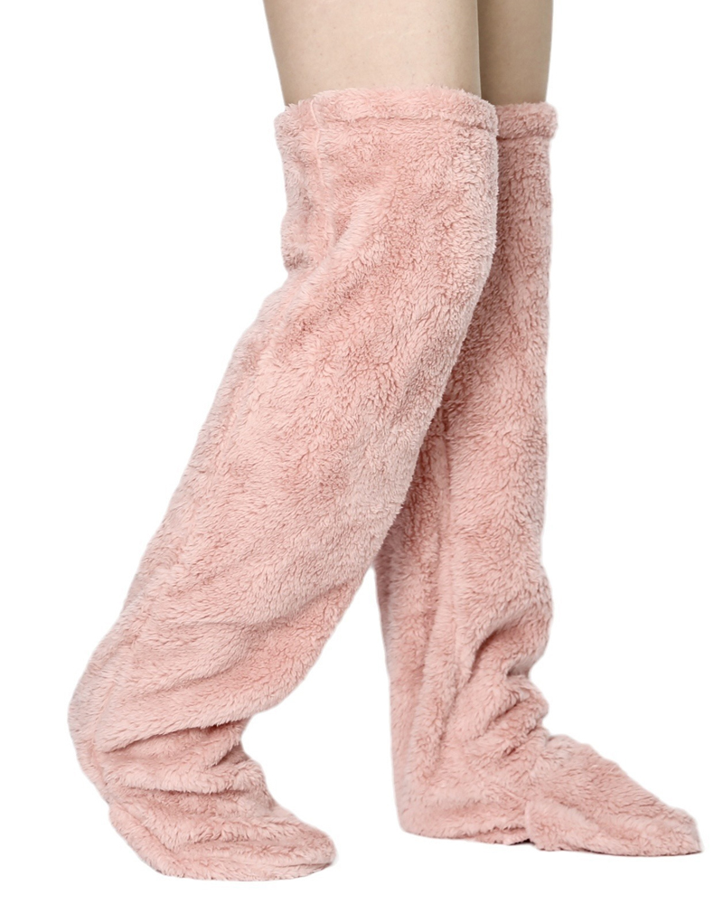 Fuzzy Legs Sock Slippers-Curvy-Faja