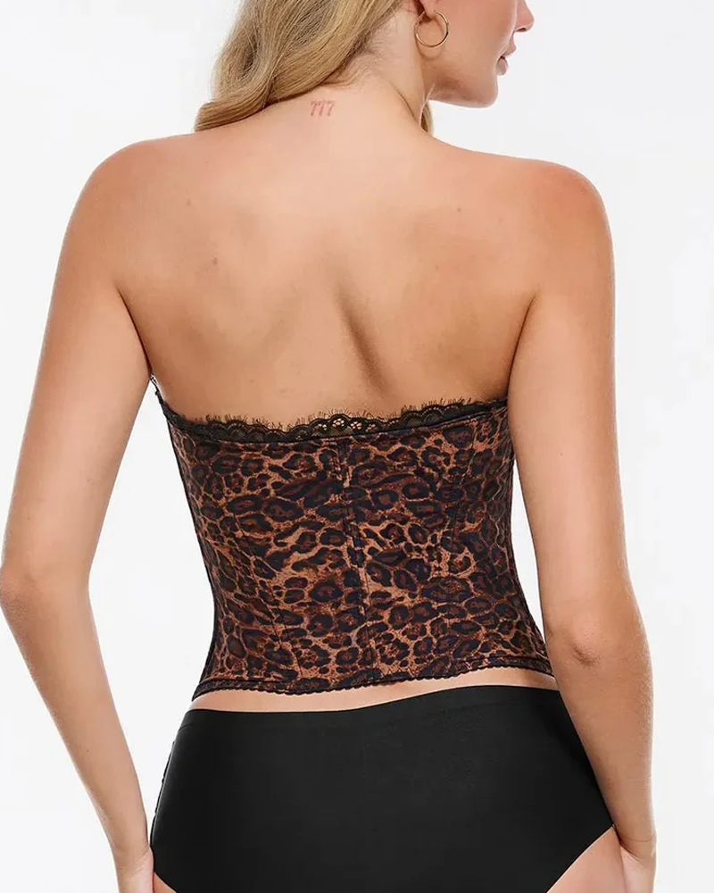 Detachable Strap Leopard Print Shaping Corset Top（Pre-Sale）