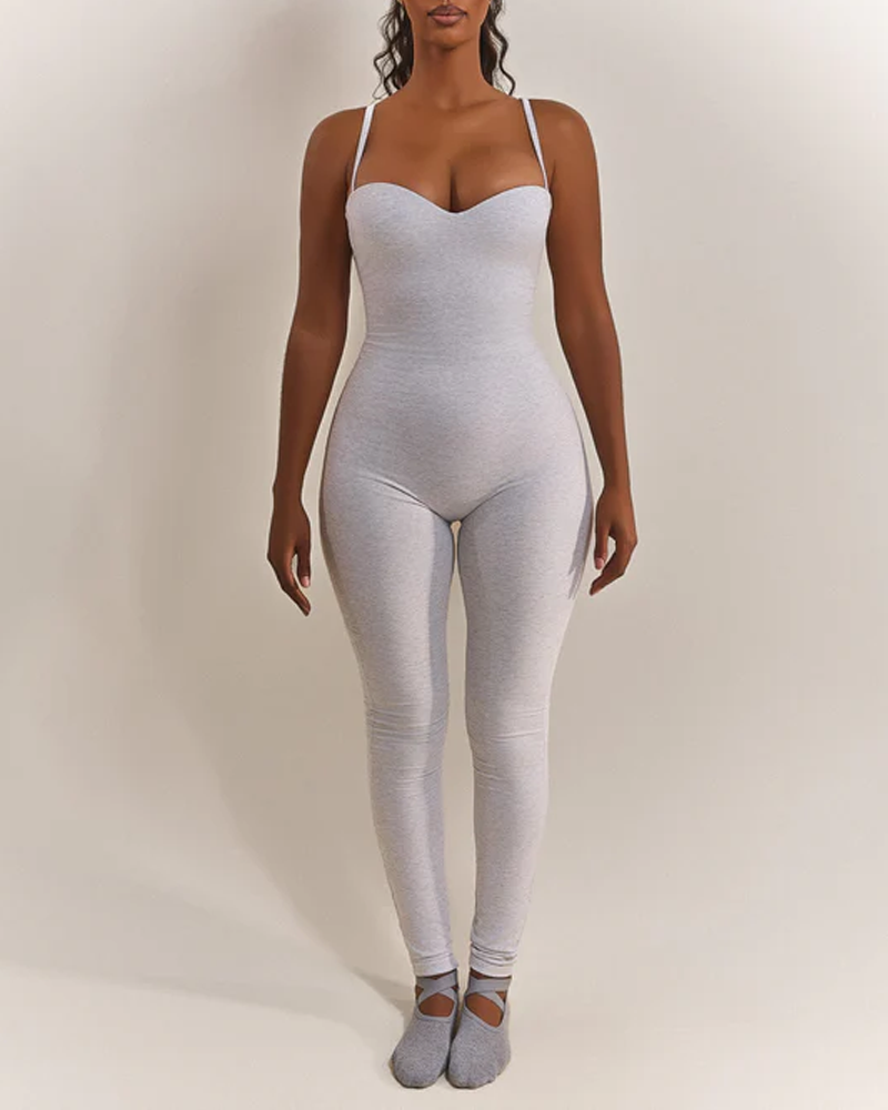 Sweetheart Neckline Strapless Seamless Bodycon Jumpsuit with Adjustable Straps（Pre-Sale）