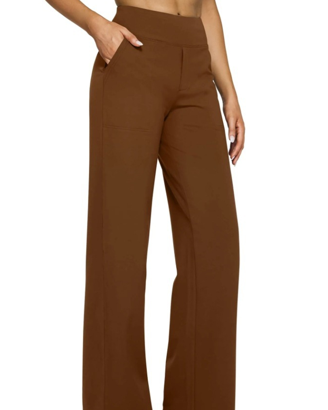 Casual High-Waisted Straight-Leg Yoga Pants with Loose Pockets