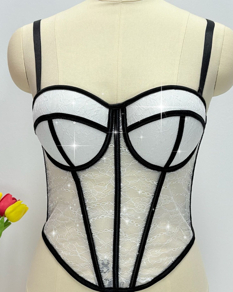 Sparkling Color-Blocked Lace Camisole