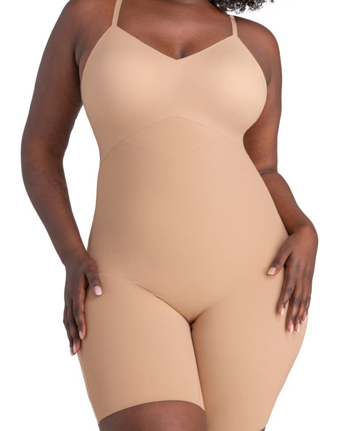 Low Back Mid Thigh Bodysuit-Curvy-Faja