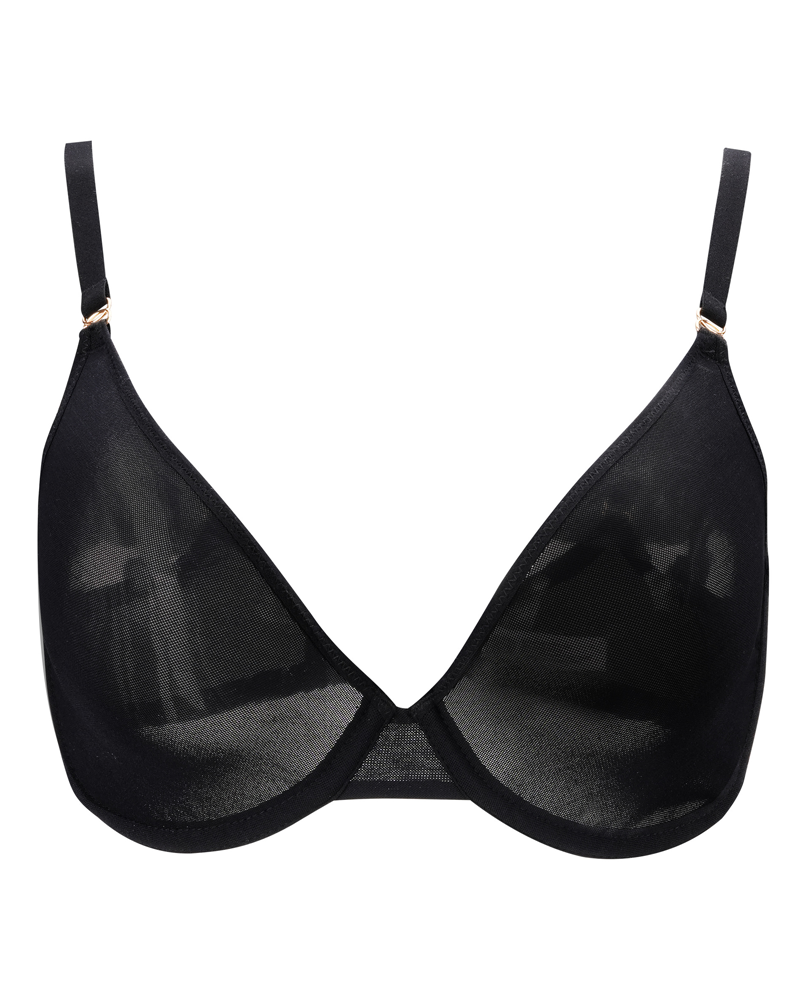 Unlined Low Cut Sheer Mesh Underwire Bra