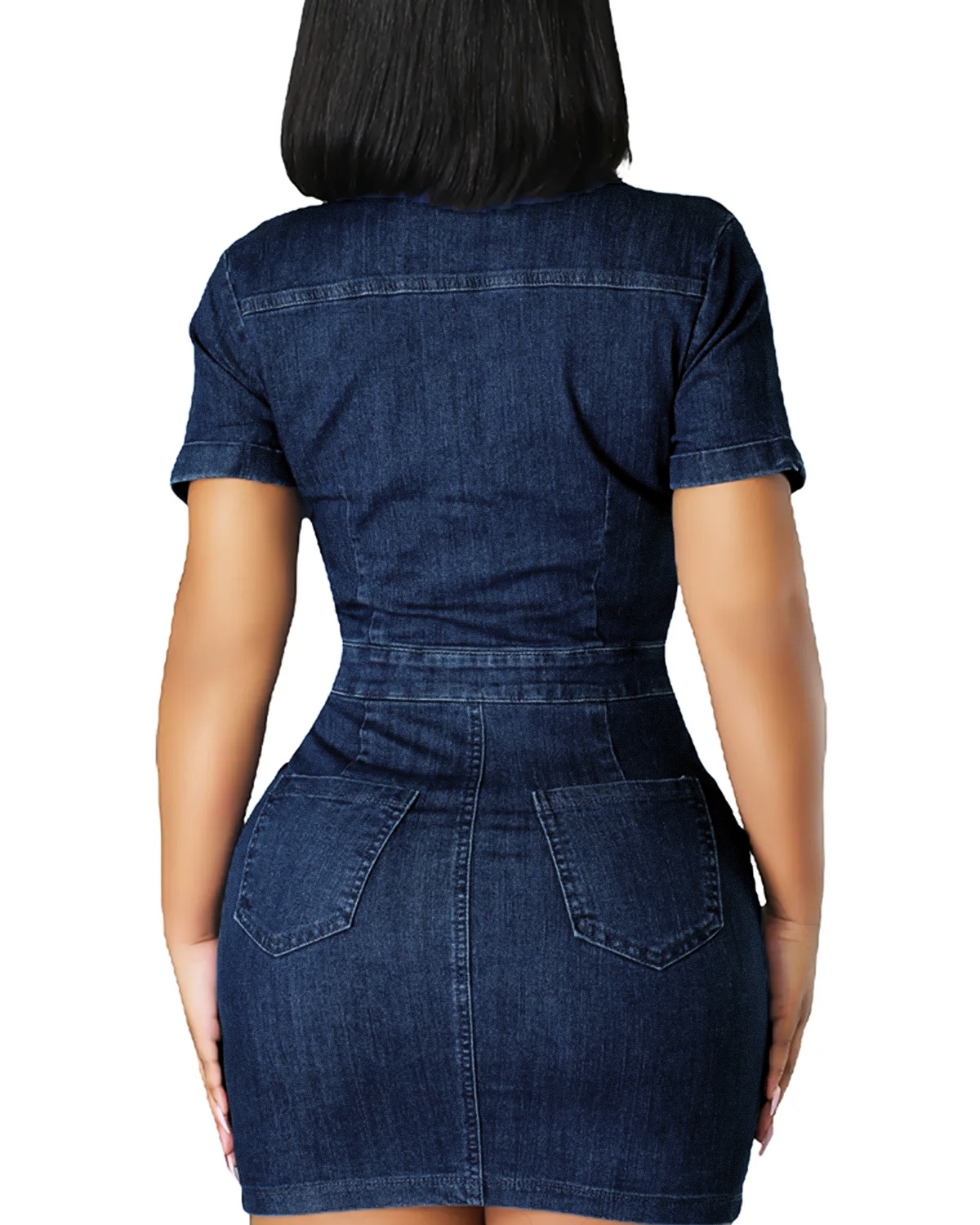 Womens Sexy 2 Pieces Denim Outfits Button Shirt Package Hip Denim Dress Set