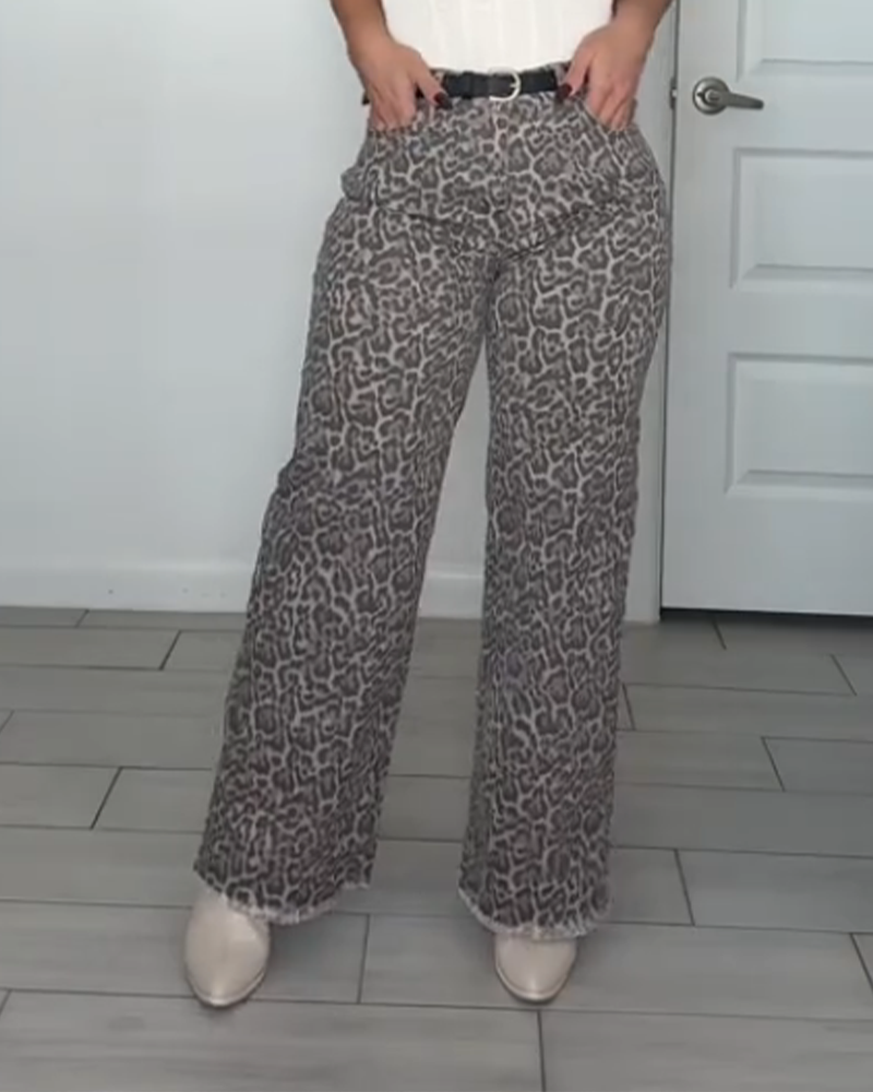 Leopard Print High-Waisted Jeans