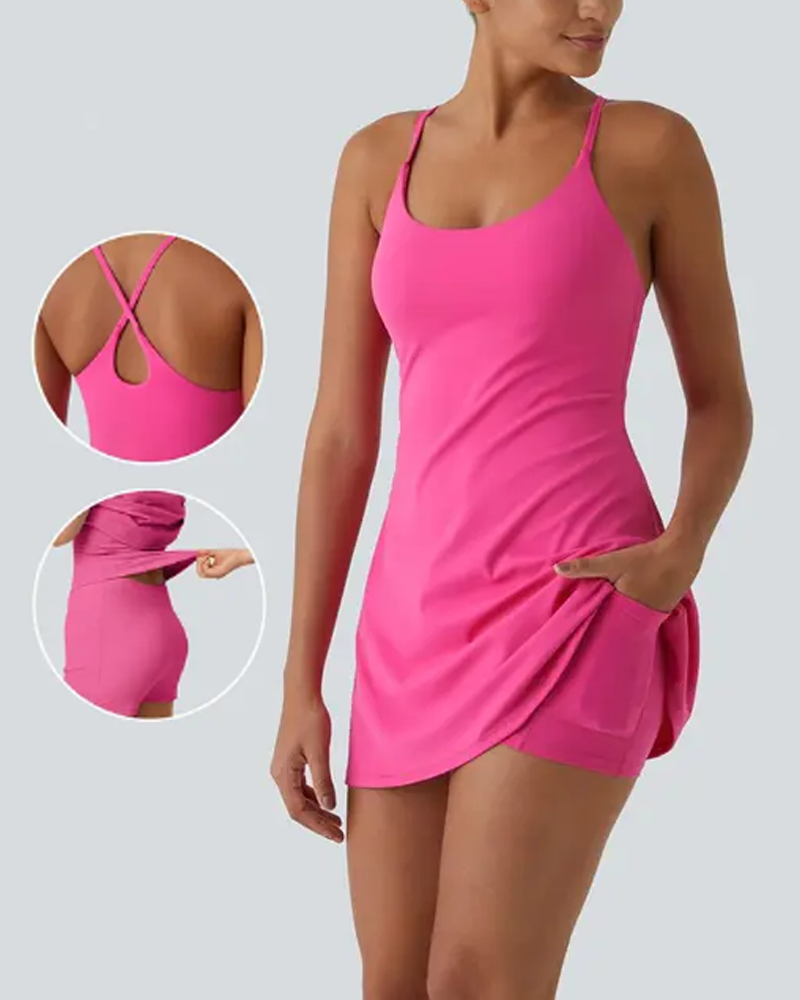 Easy Peezy Backless Sports Dress With Pockets